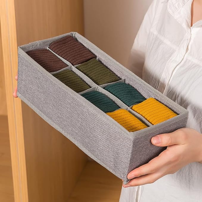 Qozary 3 Pack Sock Underwear Drawer Organizer Dividers, Collapsible Cabinet - Image 5