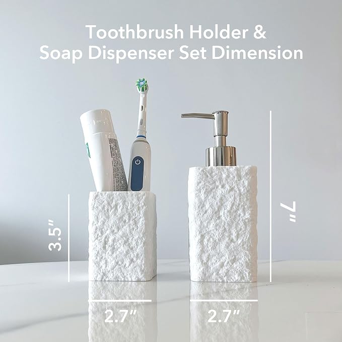 White Stone-Look Toothbrush Holder - Image 6
