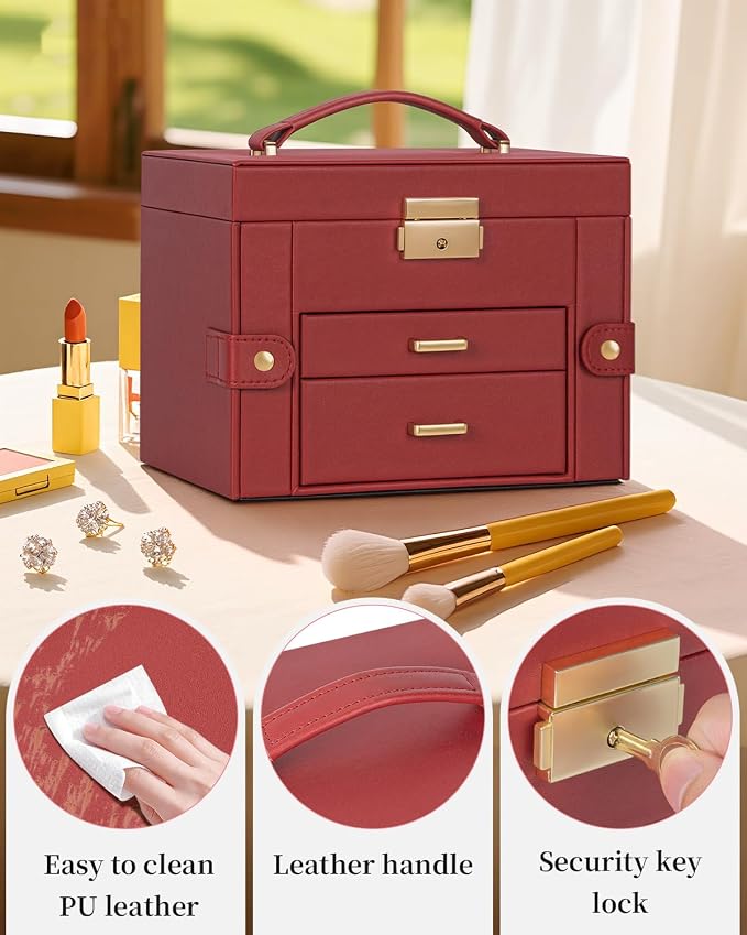 TORIBIO Jewelry Box for Women, Leather Jewelry Organizer - Image 7