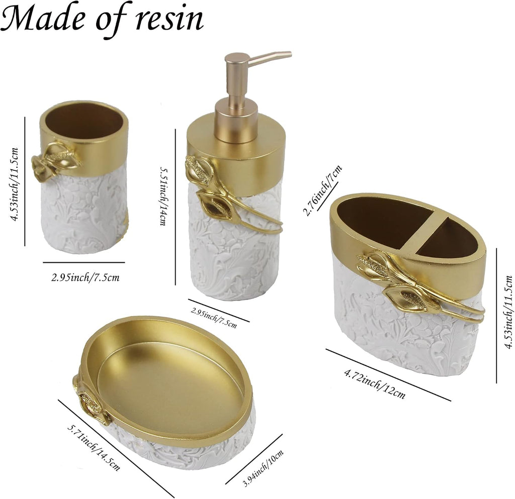 Bathroom Accessories Set,Golden Design Toothbrush Holder,Farmhouse