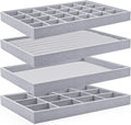 Lainrrew Jewelry Tray, 4 Pack Jewelry Organizer Velvet Jewelry Tray Stackable by Unknown