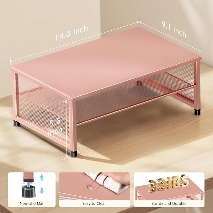 Desk Organizers and Accessories, 2-Tier Metal Computer Monitor Stand Riser - Image 7