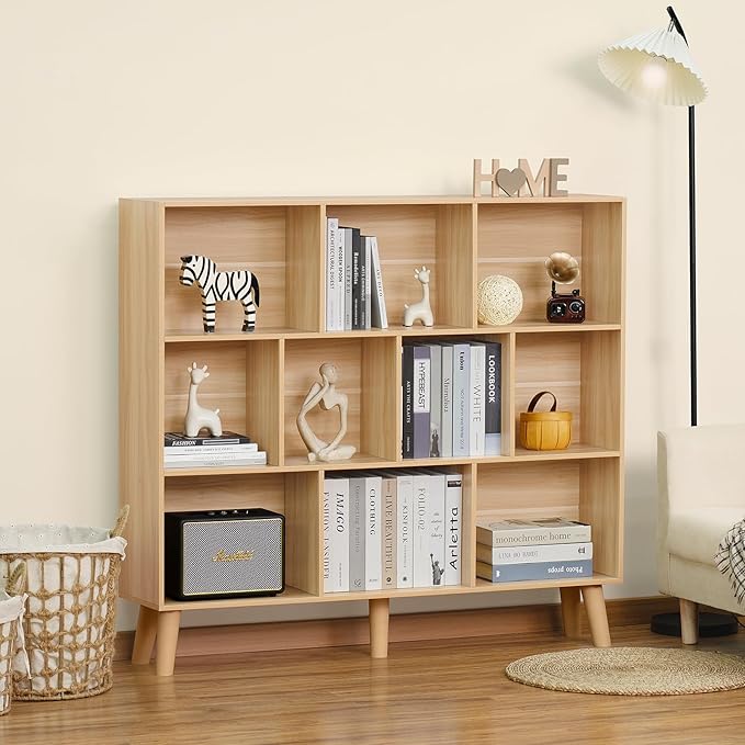 LEYAOYAO 10 Cube Bookshelf, 3 Tier Modern Wide Bookcase - Image 2