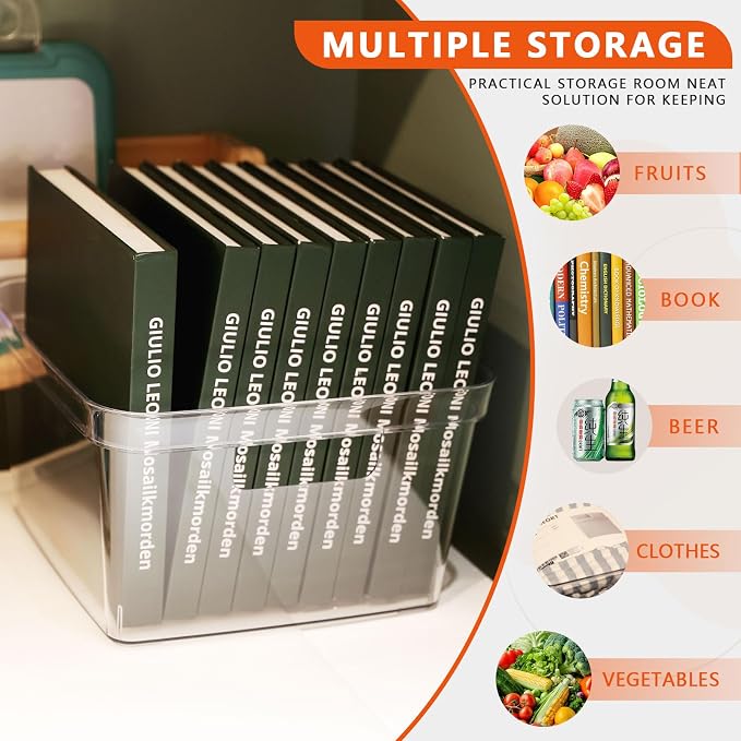 MOONEDGE 4-Pack Clear Plastic Storage Bins — Open-Top PET Organizers, Shelf and - Image 5