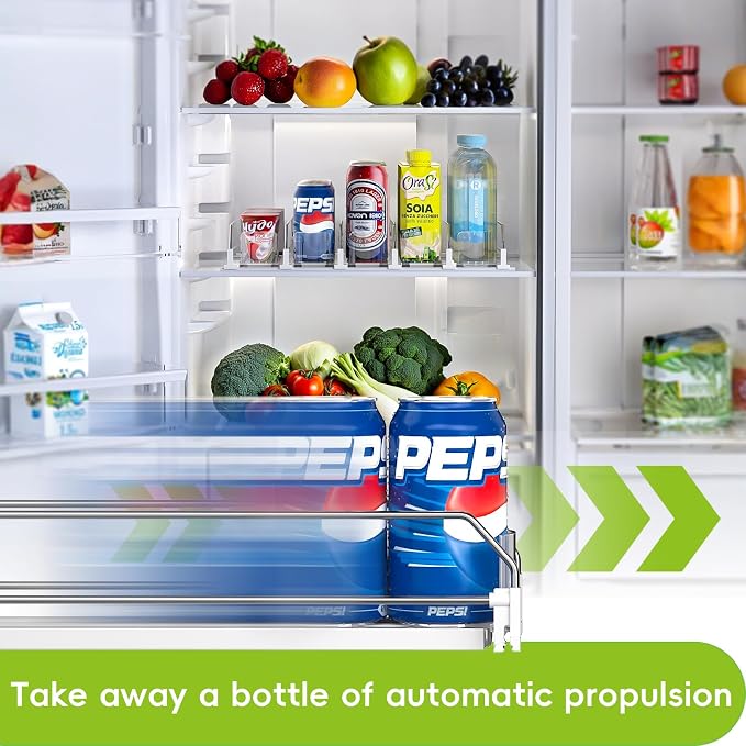 Soda Can Dispenser for Refrigerator, Self-Pushing Drink Organizer for Fridge - Image 2