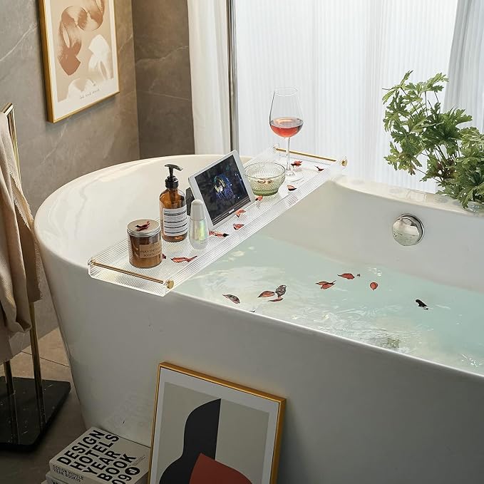 Bathtub Tray Acrylic Bath Tray Bathtub Caddy Non-Slip Bath Tub Tray Table by Hiendure