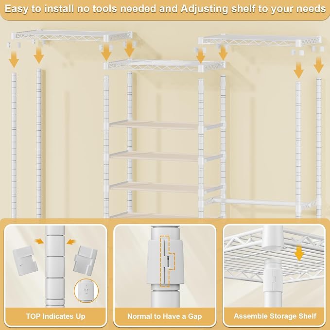 E16 Heavy Duty Clothing Rack（With 7-Tier Adjustable Shoe Rack） Freestanding - Image 7