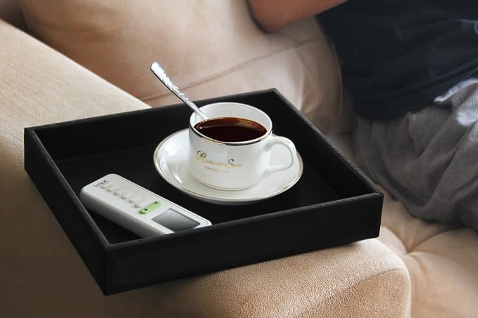 Vixdonos Valet Tray Nightstand Organizer Leather Catchall Tray - Image 6