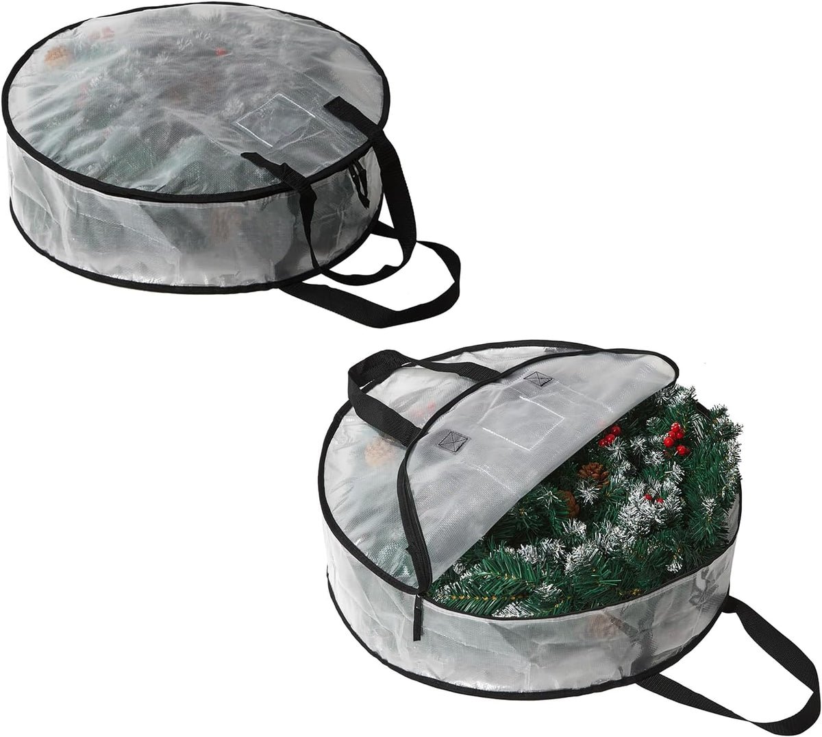2 Pack 24 Inch Clear Wreath Storage Bags & Garland Organizers