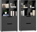 GOFLAME 4-Tier Bookcase with 2 Drawers, 51” Tall Bookshelf with 4-Cube Open by GOFLAME