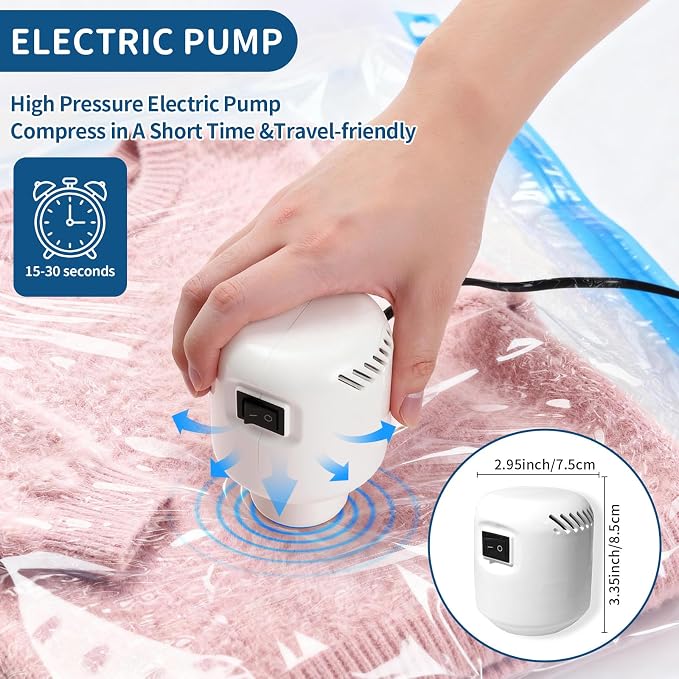 Vacuum Storage Bags with Electric Pump, 8 Pack Extra Large Space Saving Vacuum - Image 6