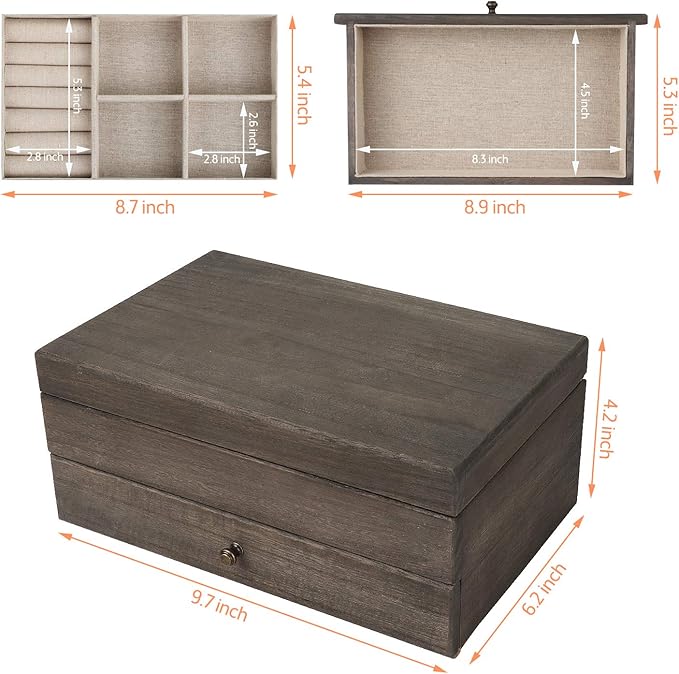 Meangood Jewelry Box Organizer for Women, 2 Layer Large Jewelry Storage Case - Image 8