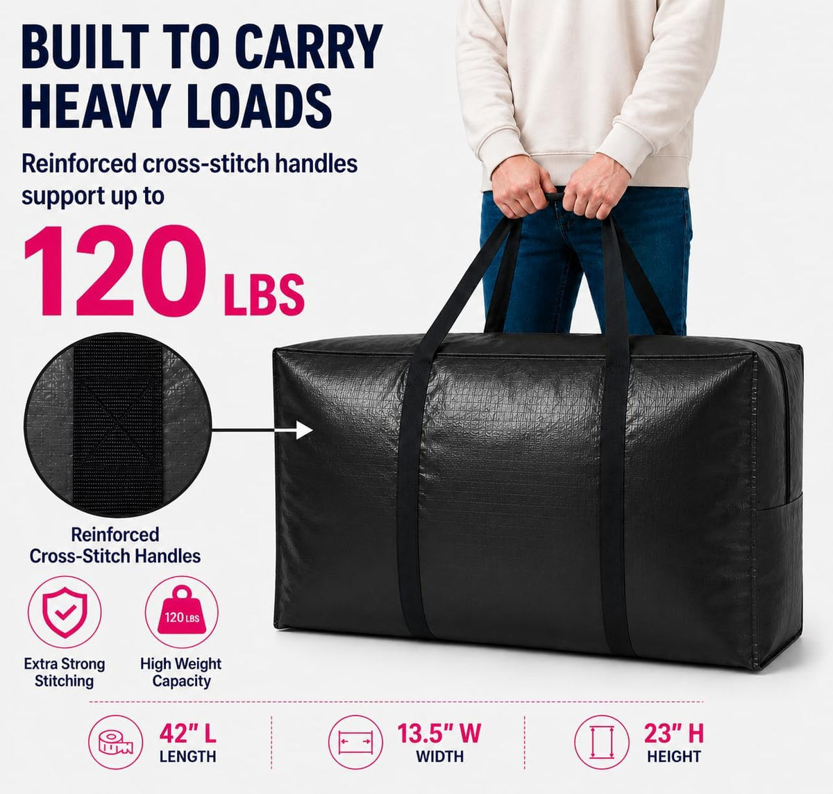 60 Gallon Extra Large Storage Bags Bins, Giant XXL Moving Storage