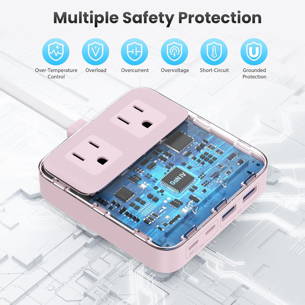 135W Charging Station USB C Power Strip,6-in-1 GaN USB C Charger Block