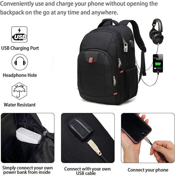 Della Gao Laptop Backpack for Men, Large Anti-Theft Business Travel Backpack - Image 3