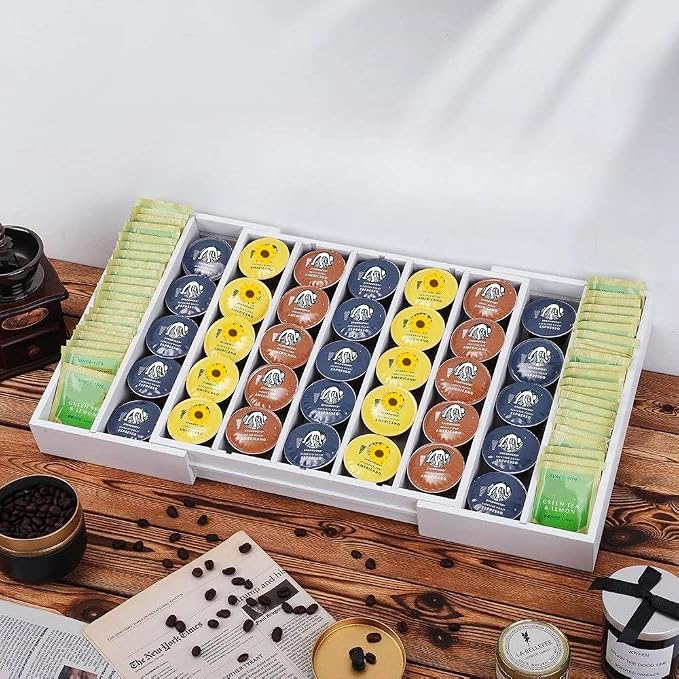 K Cup Holder, Bamboo Coffee Pod Holder Drawer Organizer, Expandable Coffee Pod - Image 5