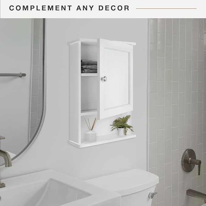 MCS 23x16 White Medicine Cabinet Organizer, Wall Mounted Bathroom Cabinet - Image 2