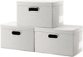 Storage Bins with Lids [3-Pack] Linen Fabric Foldable Storage Boxes