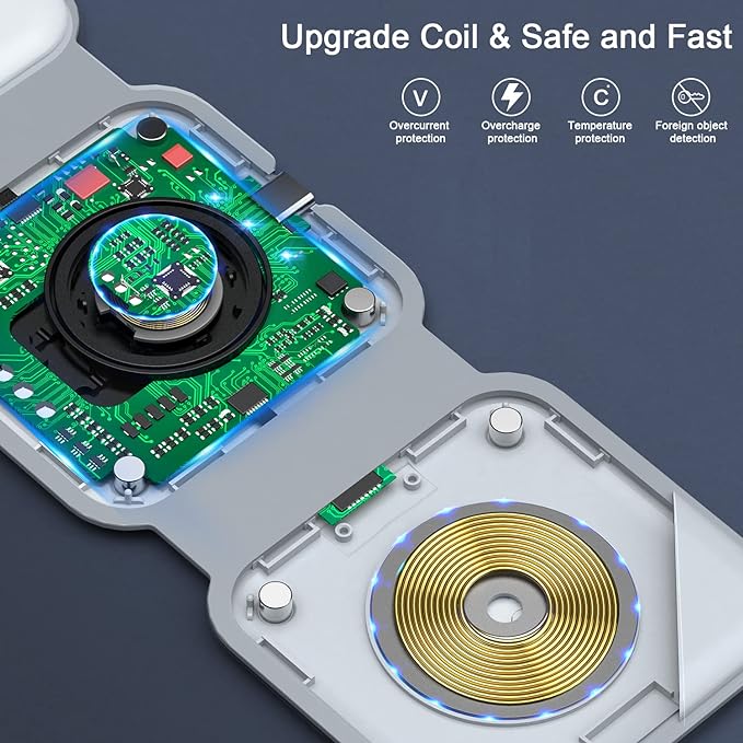 Wireless Charger 3 in 1, RTOPS Magnetic Travel Wireless Charging Station - Image 5