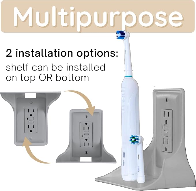BeraTek Power Perch Wall Outlet Shelf | Declutter & Reclaim Counter Space | - Image 9