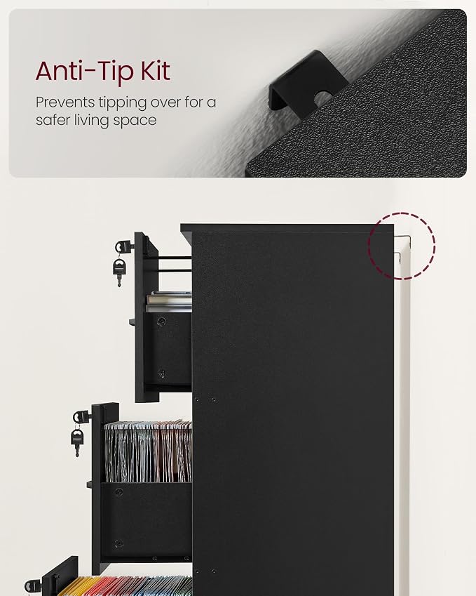 VASAGLE 3 Drawer File Cabinet, File Cabinet - Image 7