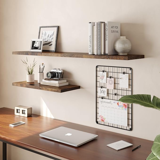 Wall Shelf Set of 3, Rustic Brown Floating Shelves 30 in W x 10 in D x 1 in H - Image 2