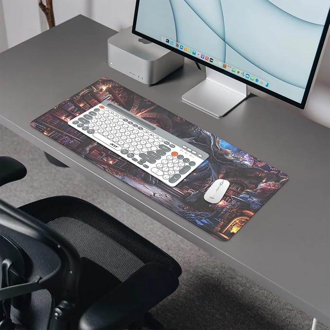 Magic Library Mouse Pad, Mysterious Collection of Books Mousepad Desk Pad - Image 4