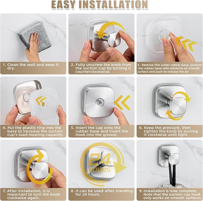 No-Drill Reusable Suction Cup Hooks, Coat Hook - Image 4