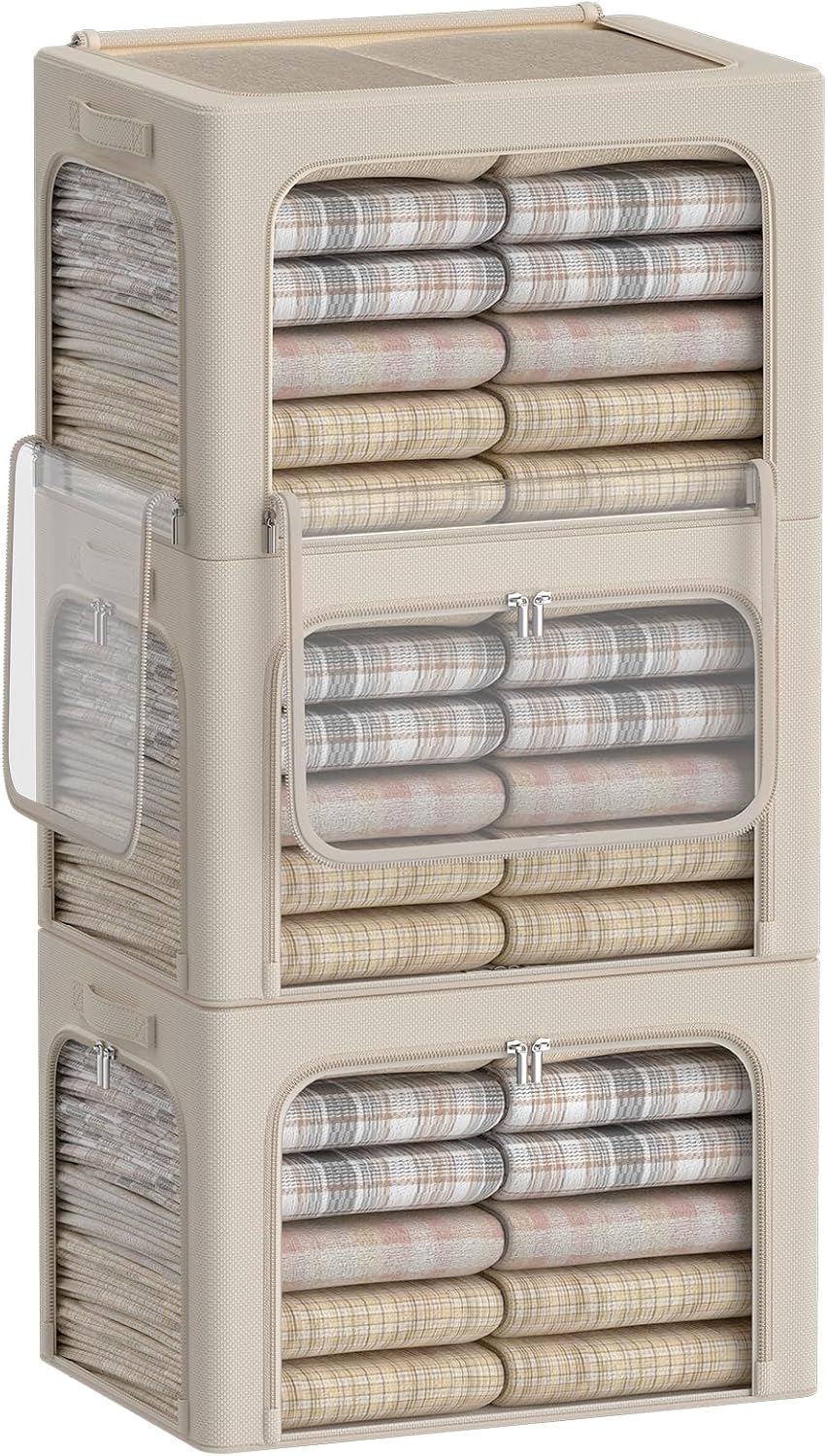 3Pack Clothes Storage Bins - Oxford Frame Storage Box Foldable