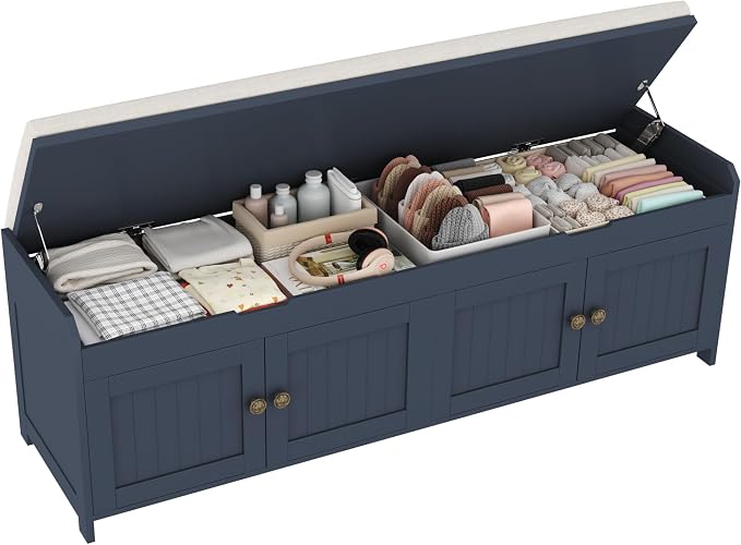 HOMEFORT 54.4" Shoe Bench with Lift Top Storage, Entryway Bench with Cushioned by HOMEFORT