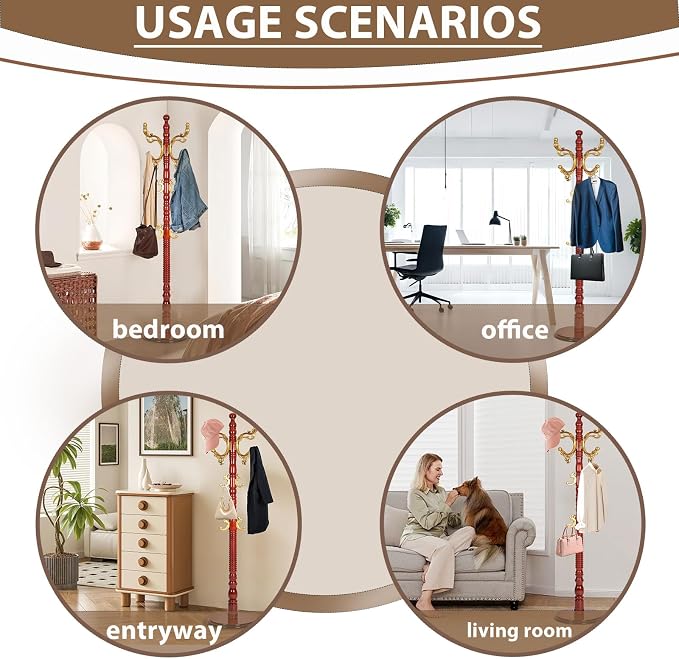 Solid Wooden Coat Rack Stand, Coat Racks Freestanding - Image 7
