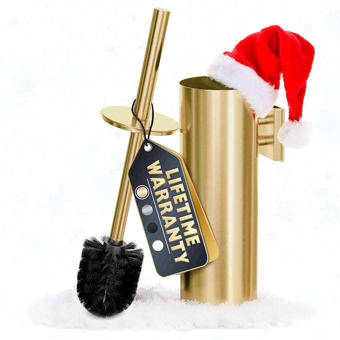 Gold Toilet Brush and Holder Set by Novsix