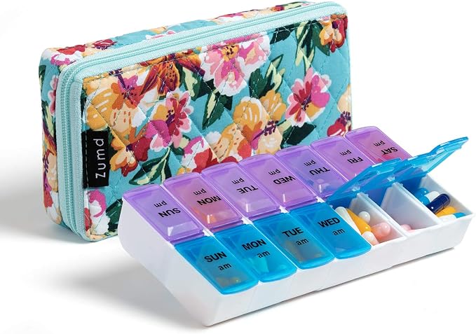Weekly Pill Organizer 2 Times a Day, Zumd Pill Box 7 Day by zumd