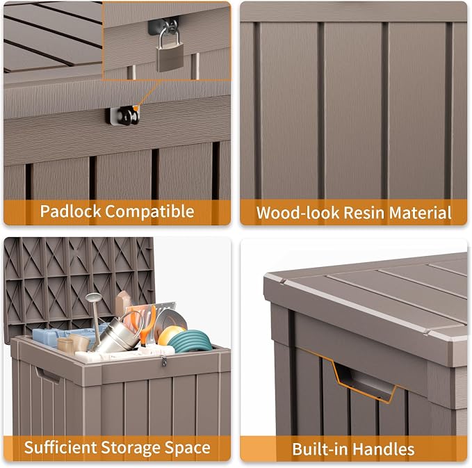 40 Gallon Resin Deck Box, Lockable Patio Outdoor Storage Box - Image 5
