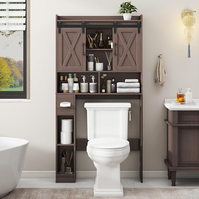 Vabches Over The Toilet Storage Cabinet, Farmhouse Storage Cabinet Over Toilet - Image 5