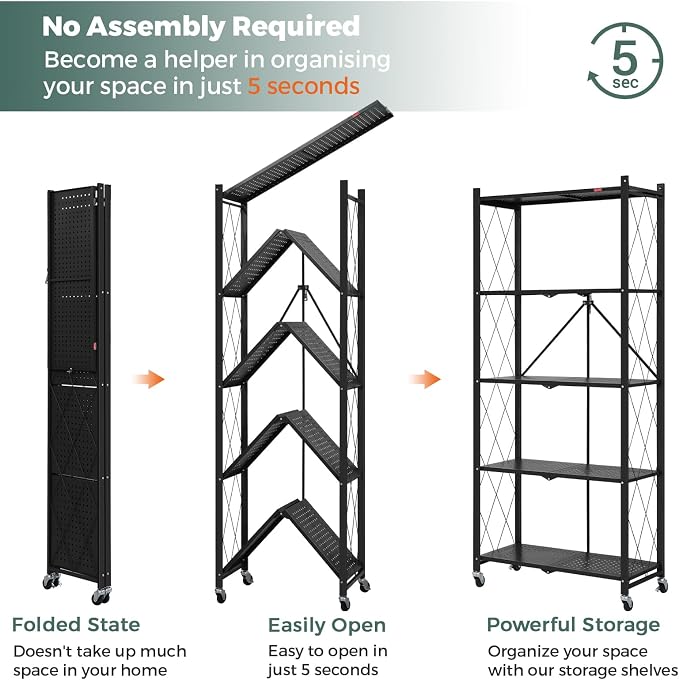DEANIC 5 Tier Foldable Storage Shelves - Image 4