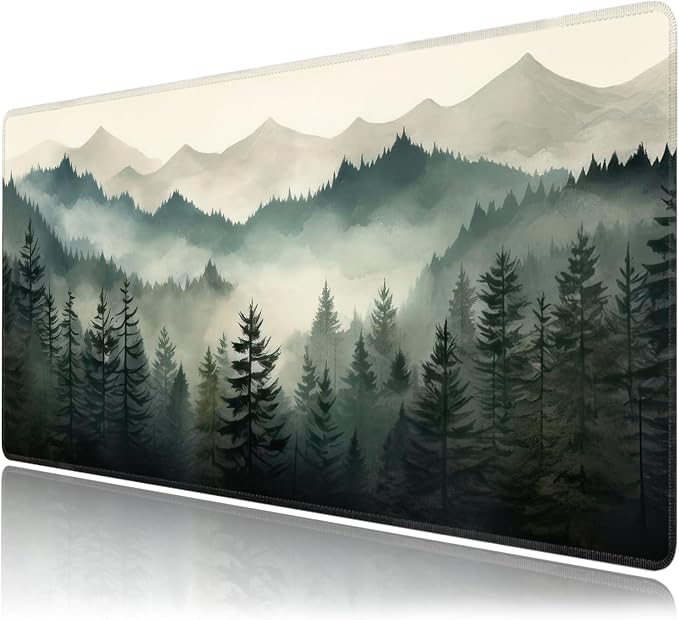 Misty Forest Large Mouse Pad, Gaming Keyboard Desk Pad, Extended Mouse Mat by BAHDSISFA