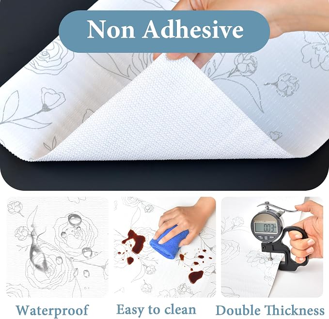 Shelf Liners for Kitchen Cabinets 12in x 20FT Non Adhesive Drawer Liner Sliver - Image 5