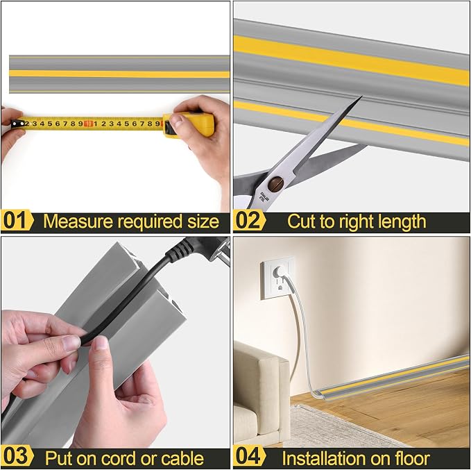MYFAMIREA 10FT Floor Cord Cover Heavy Duty Cable Cover Protector 3 Channels - Image 5