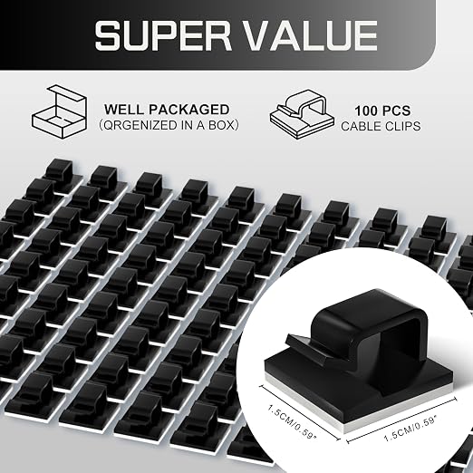 100PCS Cable Clips, Adhesive Wire Clips Strong Cord Clips Wire Holders - Image 2