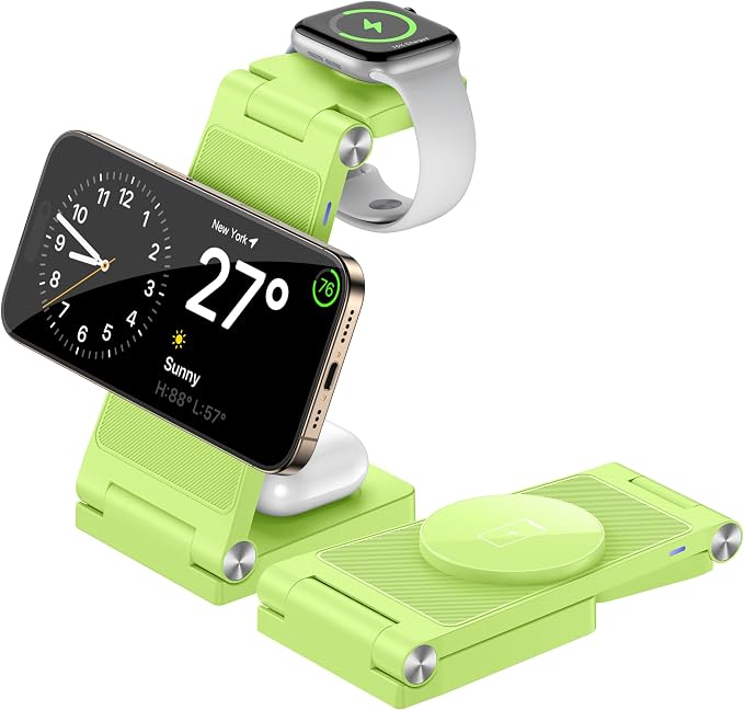 Magnetic Wireless Charger Stand, 3 in 1 Foldable Wireless Charging Station by GEJIUCAI