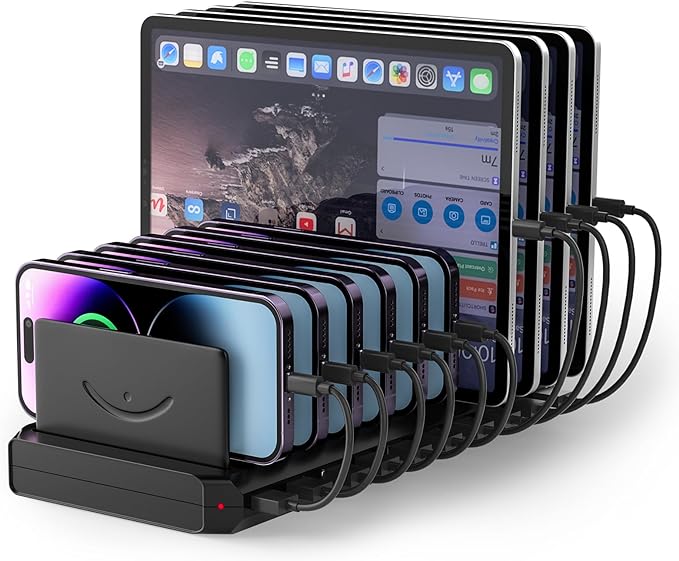 Charging Station for Multiple Devices, Cinlinso 60W 10 Port USB Fast Charging by Cinlinso