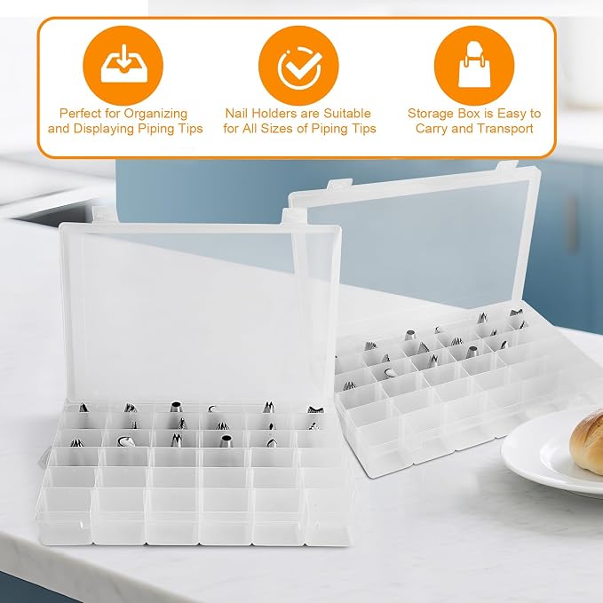 2 Pack Piping Tip Organizer Box, 36 Grids Storage Container - Image 4
