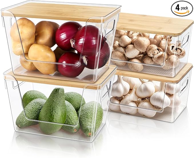 Pantry Organizers and Storage, Stackable Plastic Pantry Organizer by LEAWALK