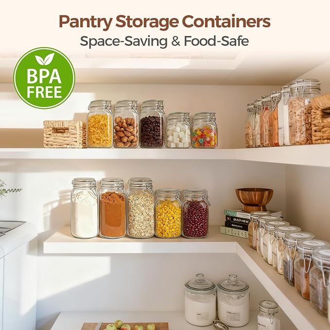 ComSaf Airtight Glass jar with lid 51oz Set of 3, Glass Storage Containers with - Image 6