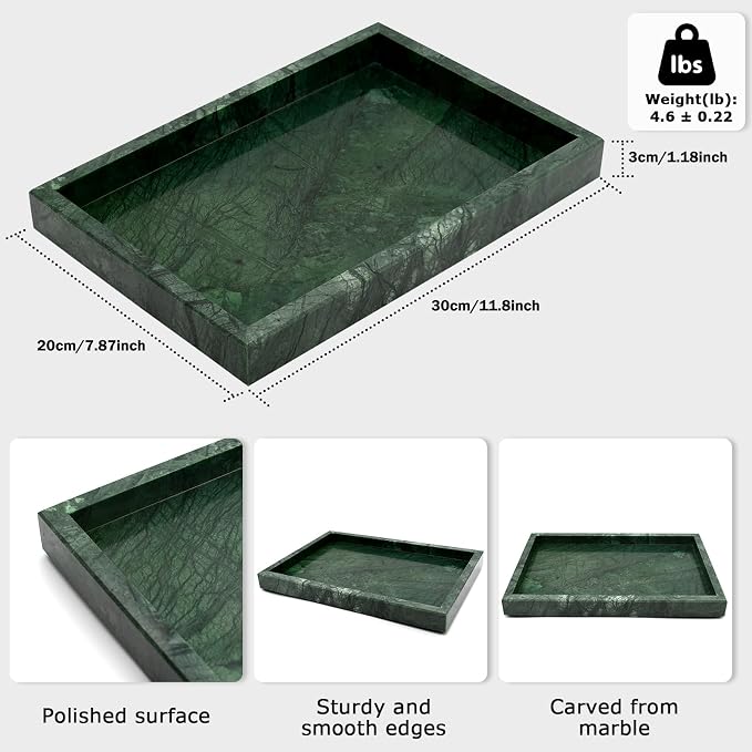 Green Marble Tray, Pure Natural Vanity Tray, Marble Trays - Image 2