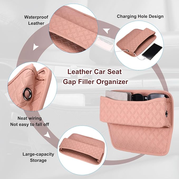 HARFINGTON Car Seat Gap Filler Organizer 11.5 x 8 x 2.1 Inch Leather Universal - Image 3