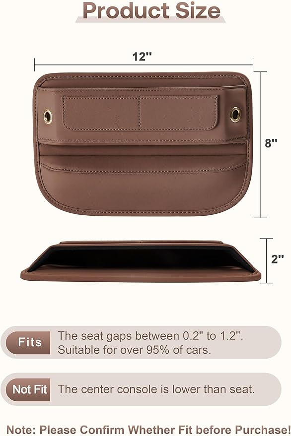 Premium Leather Seat Gap Filler Organizer, Universal Fit Car Accessories - Image 6