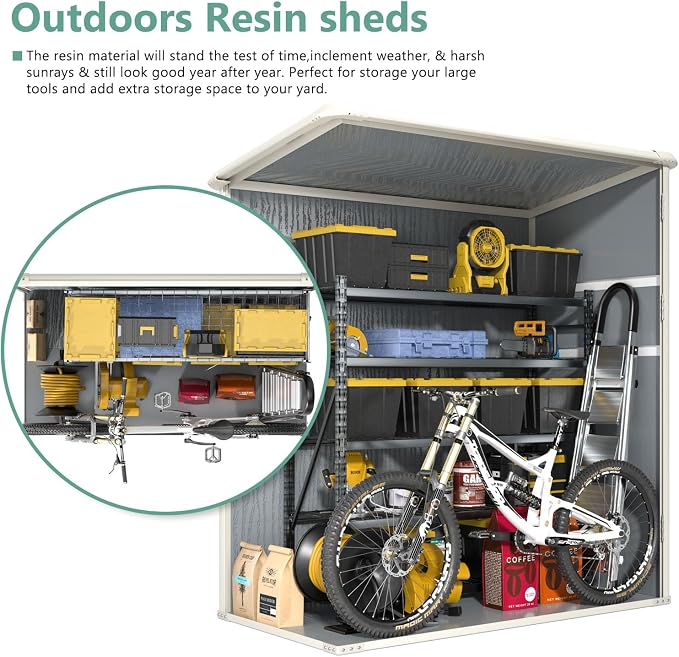 Aoxun Outdoor Storage Shed 5 x 3FT, Resin Shed - Image 4
