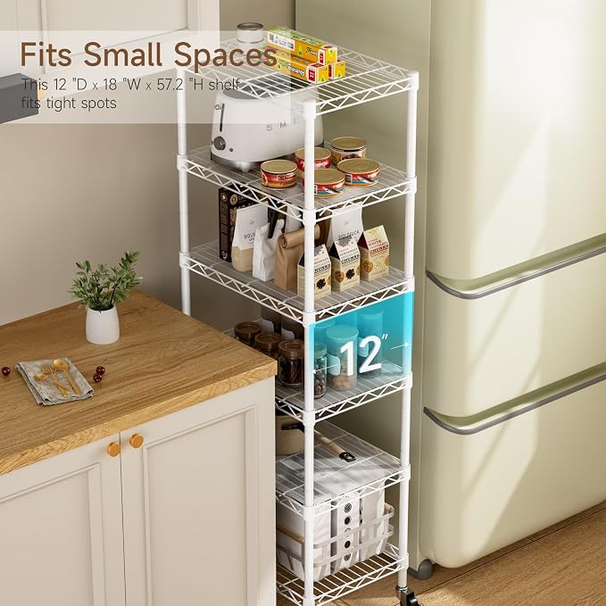 Small 6 Tier Shelf Storage Wire Shelving Unit Metal Shelves Adjustable - Image 9